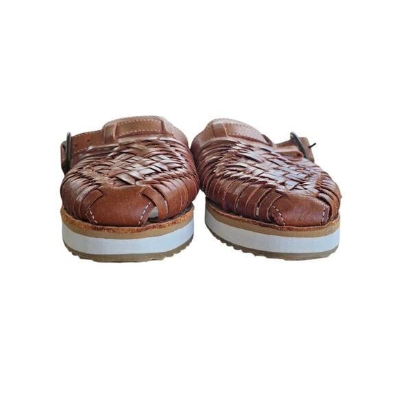 Sols Leather Huarache Mules Brown Size 8 - Picture 3 of 7